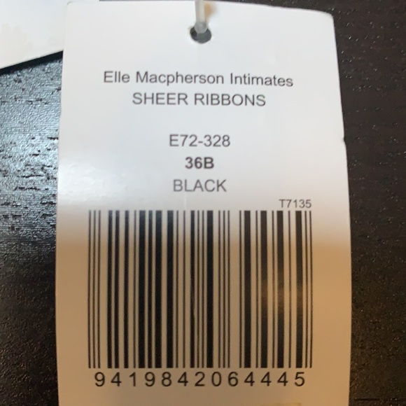 ELLE MacPherson sheer ribbons black nude lace bra Sz 36B lightly lined designer - Picture 14 of 16